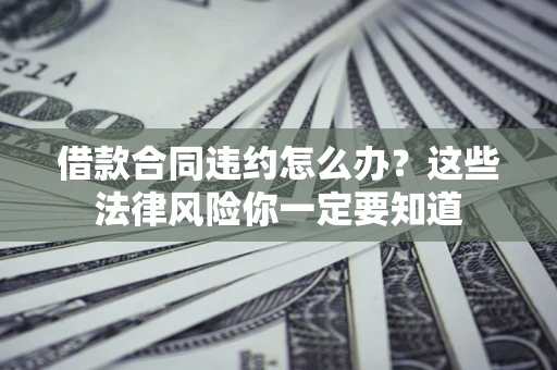 武汉借款合同违约怎么办？这些法律风险你一定要知道